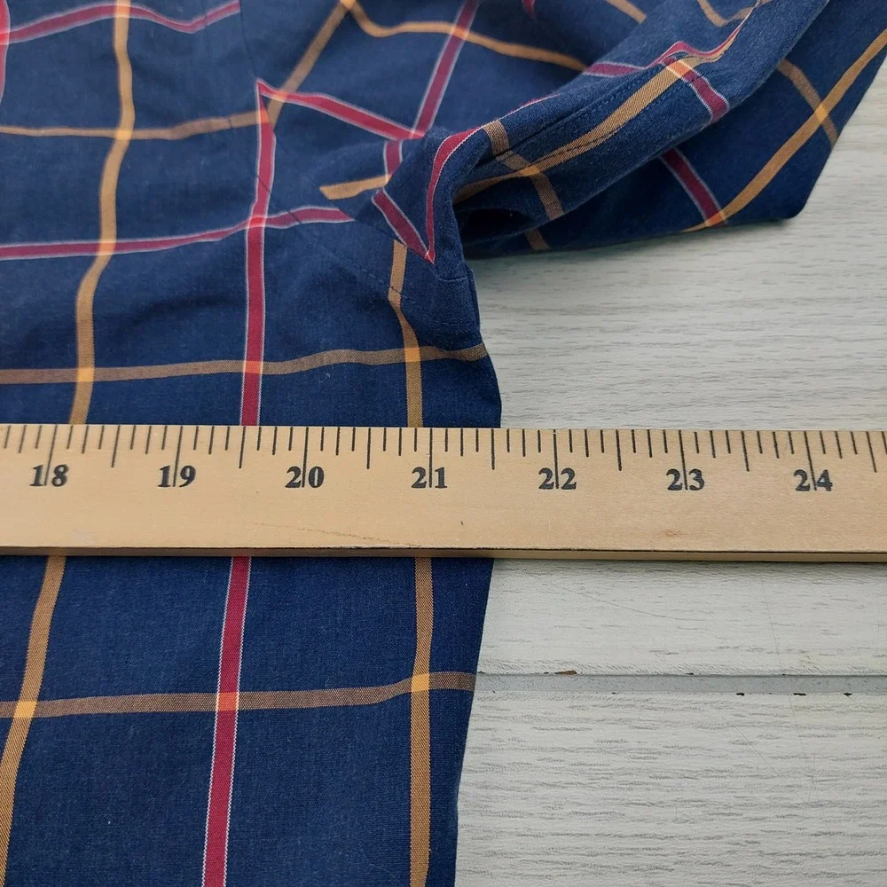 UNTUCKit Button Down Mens Large Navy Blue Red Yellow Plaid Slim Fit Wrinkle Free - Picture 5 of 6